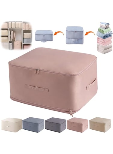 THE WHITE SHOP Ultra Space Saving Self Compression Organizer, Self Compression Organizer, Tribute Quiet Compression Storage Bag, Compression Packing Bags for Travel Save Space(PINK)