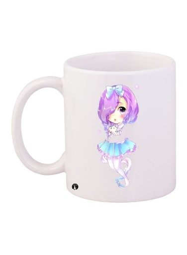 Cartoon Printed Coffee Mug White/Purple/Blue