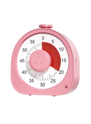 Visual Timer for Kids, 60-Minute Countdown Clock, Pomodoro Timer for Toddlers, Time Management Tool for Classroom, Office, and Library (Pink)
