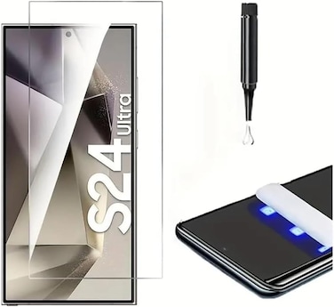 Samsung Galaxy S24 Ultra UV Tempered Glass Screen Protector, 3D Curved, Full Glue, Edge to Edge Coverage (*Attemtion Finger Print Not Supporting) (Galaxy S24 Ultra)