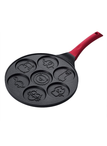Round Ceramic Pancake,Pancake Pan with 7 Animal Face Designs - Pan with Nonstick Surface and Comfortable Handle Hope to make cute food for kids.
