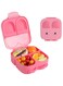 Snack Attack TM Lunch Box Bento style Bunny Shape Pink Color for Kids 3/4 Convertible Compartments  BPA FREE LEAK PROOF  Dishwasher Safe   Back to School Season  Food Graded Materials (Pink)