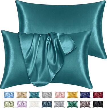 Home Silky Satin Pillowcase Set &acirc;&euro;&ldquo; Smooth, Hypoallergenic Pillow Covers with Envelope Closure for Hair &amp; Skin Care