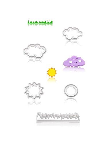 Sweet seven Create Delightful Treats with Mini Grass, Sun, and Cloud Cookie Cutters! Perfect for Fondant, Chocolate, and More. Get Creative with 5 Fun Shapes for Sugarcraft and DIY Crafts.