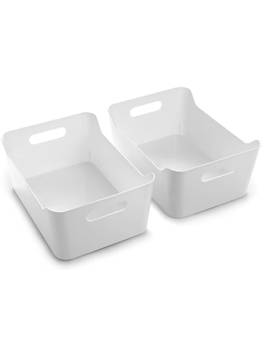 BINO   Plastic Organizer Bins, Small - 2 Pack   THE SOHO COLLECTION   Multi-Use Organizer Bins   Pantry Organizer &amp; Freezer Organizer Bins   Plastic Storage Containers   Bins for Home &amp; Kitchen Org