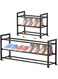 ORCHID M&reg;3-Tier Expandable Shoe Rack for Closet, 45-76 cm Adjustable Shoe Storage Organizer Rack for Small Space, Small Shoe Organizer for Front Door,Heavy Sturdy Metal (Black)