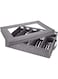 Azonee Flatware Storage Case, Silverware Storage Box Chest, Tableware Utensil Chest with Removable Lid and Adjustable Dividers, for Organizing Cutlery, Flatware, Knives, Large Capacity, Gray