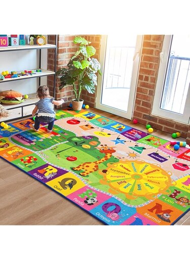 CENXI Playroom Rug 4 X 6, Rugs for Girls Kids Bedroom, ABC Rug with Alphabets Animals Shapes, Educational and Fun Child Playmat, Learning Rug Carpets for Children Toddler (Colorful)