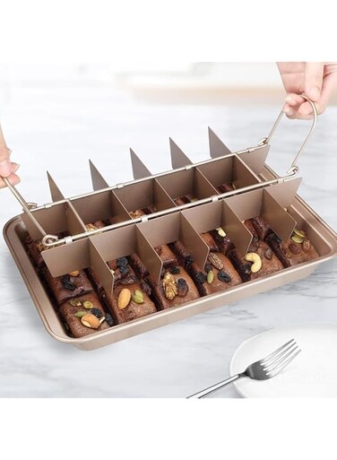 joeji&#39;s Kitchen Brownie Baking Mould Pan Rectangular Baking Mould 31 cm x 20 cm Non-Stick with 18 Dividers Chocolate Brownies Cookie Cutter