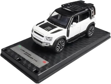 Land Rover Official Licensed 1:18 Scale Defender 110 Diecast Model Car &ndash; Zinc Alloy Metal SUV Collectible Toy with Opening Doors, Pull-Back Action, Realistic Sound &amp; Lights &ndash; (White)