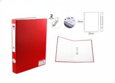 MOTARRO A4 Lever Arch Binder File (MQ037-3) - 2-Ring Heavy Duty Storage Folder, 34cm x 25cm, Durable Textured Finish, Spine Label &amp; Finger Pull Hole - Red