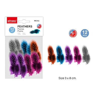 MOTARRO 12PCS Craft Feathers Set ME092 &ndash; Natural &amp; Dyed Feathers for DIY Art Projects, School Crafts, Home D&eacute;cor &amp; Costume Making