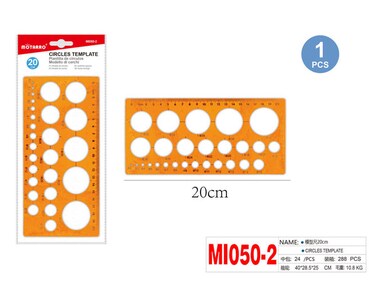 MOTARRO Circle Template MI050-2 &ndash; Durable Plastic Drawing &amp; Drafting Stencil for School, Office &amp; Art Projects &ndash; Precise Circle Ruler for Geometry, Crafts &amp; Technical Drawing
