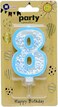Italo 8 Number Foam Balls Birthday Candle - Blue