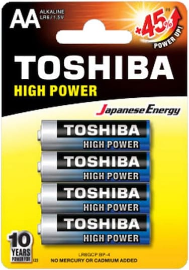 TOSHIBA High Power Alkaline AA - 4 Battery Pack