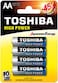 TOSHIBA High Power Alkaline AA - 4 Battery Pack