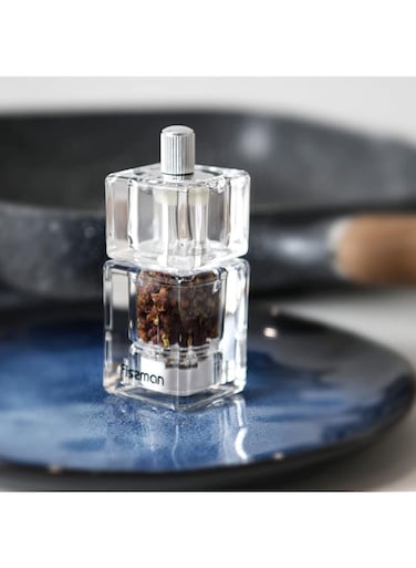 Fissman Salt &amp; Pepper Mill with Acrylic Body and Ceramic Grinder, Clear And Handy Salt and Pepper Grinder Kitchen Pepper Shaker for Sea Salt, Shakers (9cm)