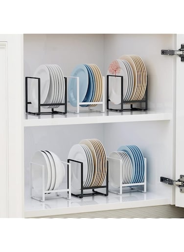 ALCR Dish Rack Plate Storage Holder Organizer Kitchen Cabinet Organizer for Dish Plate, Pot Lid (Thicken-S - White)