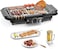 Electric BBQ Grill, Smokeless Non-Stick Indoor/Outdoor Barbecue Grill, 2000W Double tube High Power Portable Removable Stand Grill for BBQ Party (Premium Black)