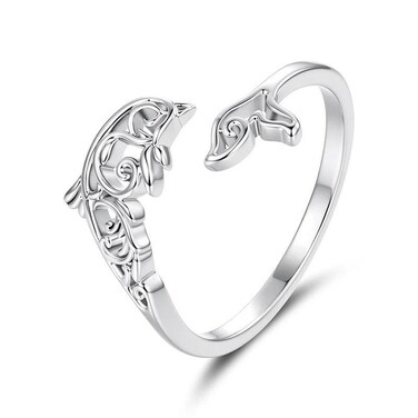 Copper Plated With White Gold Adjustable Ocean Life Opening Ring(YIR302-E)