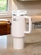 Tumbler with Handle and Straw Lid, Insulated Reusable Stainless Steel Water Bottle, Milky White - Travel Mug for Iced Coffee and Cold Beverages, Perfect for Car and Home, 40 oz