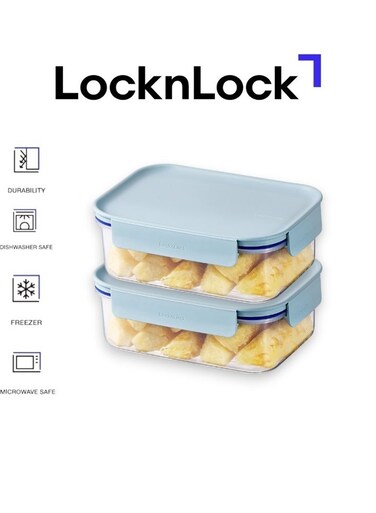 Classic Plus Rectangle Food Container 420ml (PACK of 2) &acirc;&euro;&ldquo; Mint, Airtight &amp; Microwave Safe