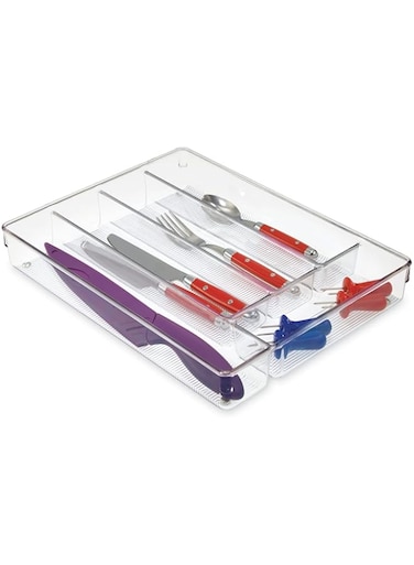 iDesign Plastic Linus Cutlery Tray, Clear - ID53930ES