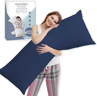 CRAFT&Acirc;&reg; Full Body Long Pillow with Cotton Cover - Navy, 50 x 120 cm