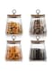 ideagala Airtight Glass Jars Set of 4,Glass Coffee Nuts Canister with Bamboo Lid,Petal Decorative Coffee Storage Container for Sugar,Loose Tea,Nuts,Candy,Spice Food,Moisture-proof &amp; Leak proof (Taper)