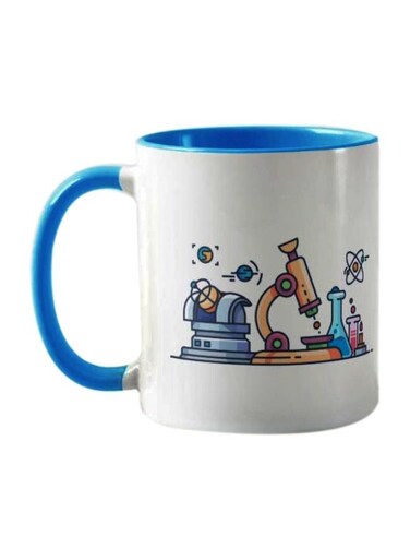 Piece Science Lab Printed Coffee Mug White/Blue/Orange 325ml