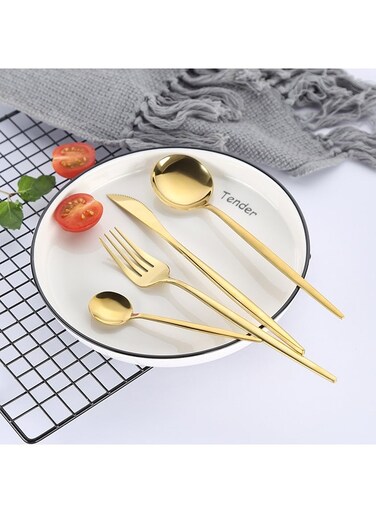 Stainless Steel Dinnerware Fork,Spoon And Knife Cutlery Set Gold
