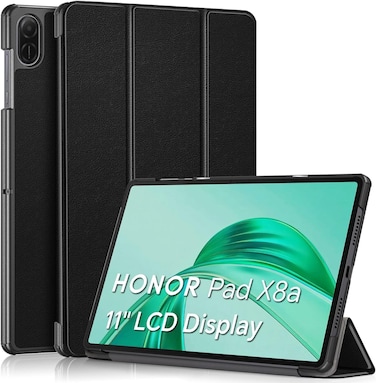Case for Honor Pad X8a 2024, Slim Lightweight Hard Shell Cover with Three fold Stand, with Auto Sleep Wake Anti-scratch Smart Protective Cover for Honor Pad X8a 11inch (Black)