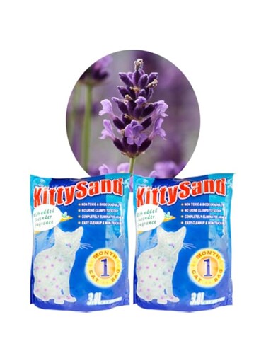Kitty Sand Crystal Cat Litter 3.8L Lavender Scented - Pack of 2