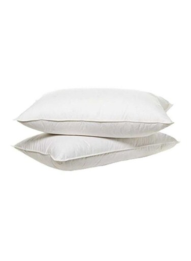 2-Piece Single Cord Pillow With Piping Cotton White 50x70cm