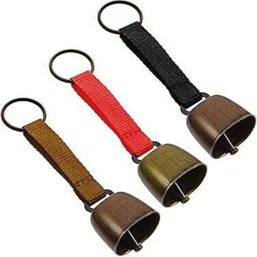 TERRIFI 3 Pieces Dog Collar Bell Dog Cowbell Goat Bell for Dog Collars with Tracking Noise Country Cow Bell Color with Nylon Strap Pet Collar Supplies