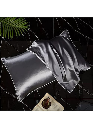 Mulberry Silk Pillowcase for Hair and Skin, Soft Breathable(Silver 48cm*74cm)
