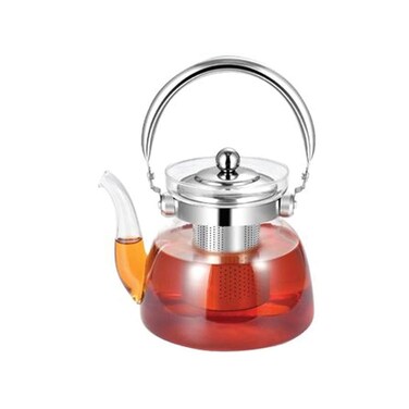 1400ml Glass Teapot with Removable Infuser, Heat-Resistant Borosilicate Stovetop Tea Kettle


