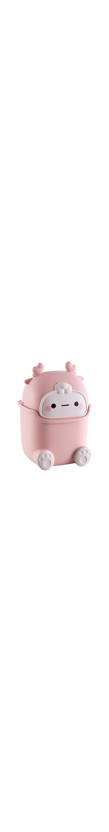 SYOSI Plastic Flip Trash can Animal Shape Trash Cans, Creative Cute Desktop Trash can with lid for Bedroom Bathroom Living Room Office (Pink)