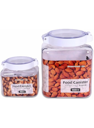 SHOPPING VIBES Airtight Canisters (Set of 2) for Fresh Food Storage - BPA-Free Clear Containers for Pantry Snacks, Grains, and More
