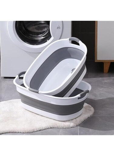 Idrese Multi-Functional Collapsible Plastic Laundry Basket-Foldable Pop Up Storage Container, Pet Bathtub, Cat Bathtub Washing Tub Bathing Tub -Portable Washing Tub,BPA Free, Grey