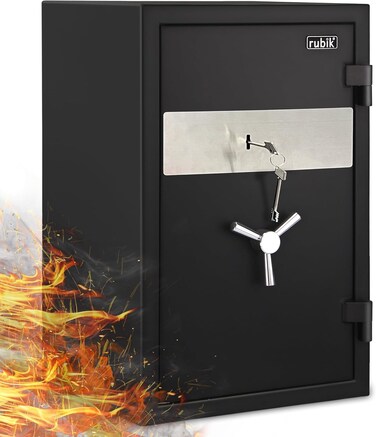 Large Fireproof Safe Box with Key Lock for Home Office, Protect Money Jewelry A4 Documents Passport RBFP66K (Size 66x43x35cm) Black