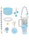 Cup Accessories Bundle, Handle Strap, Silicone Boot, Straw Cover, and Charms for 40oz and 30oz Tumblers (Blue)