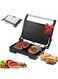1000W Contact Panini Press Grill with Variable Temperature Control, Time Control, Non-Stick, 3 Grill Positions for Panini, Burger, Sandwich, Pizza, Steak, Chicken, Fish, Vegetables, Stainless Steel