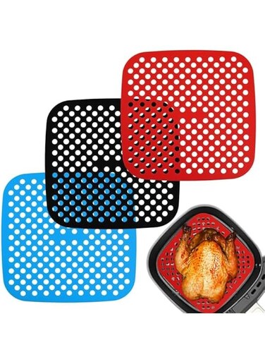 Reusable Silic Air Fryer LinersNonStick Silic Air Fryer MatsEasy Clean Air Fryer AccessoriesAir Fryer Mats8.5 Inch Square Reusable Air Fryer Liners 8.5 inch)