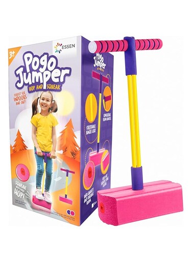 ESSEN Pogo Stick Jumper Bungee Toys Pogo Jumper for Kids Boys Girls Toddlers Holds up to 100 Kg (Pink)