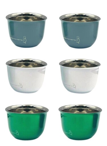 Arabica Stainless Steel Coffee Cup White Double Wall Thermally Insulated Coffee Cup Tea Cup Compatible With Nespresso Nescafe Dolce Gusto 80ml Set of 6