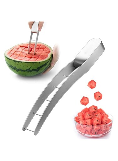 KASTWAVE Stainless Steel Watermelon Slicer, Cube Cutter &amp; Corer - Quick &amp; Safe Fruit &amp; Vegetable Kitchen Tool, Perfect for Easy Meal Prep