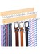 Tie Rack Wall Mounted, Natrual Wood Tie Organizer Holds 20 Ties/Belt/Purse, Tie and Belt Organizer / 360&deg; Roatable Hooks, Screw Nail, Ideal for Installation on Wall, Door, Closet, Natrual (2 Pack)