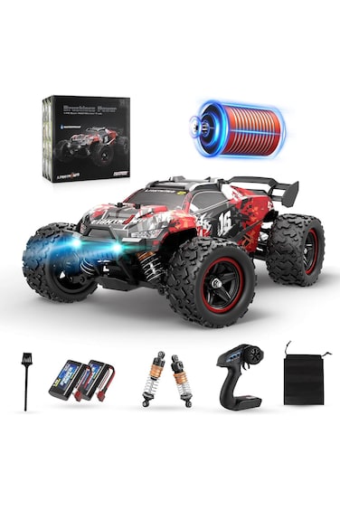 Lighting Hurricane Monster Truck 4-WD RC Car Red With Spoilers 1:18 Scale HS18421