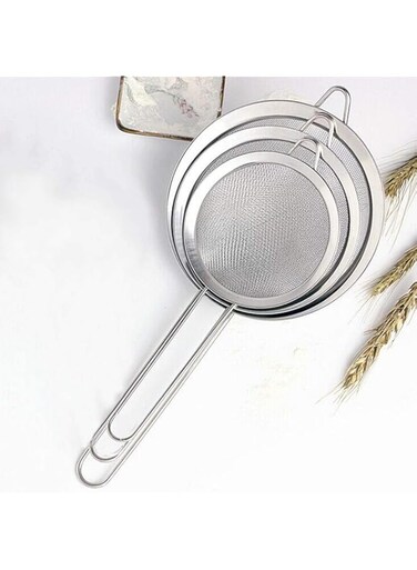 ECVV Fine Mesh Strainer Set of 3   Stainless Steel Wire Strainers for Kitchen   Multipurpose Metal Fine Sieve with Handle Perfect for Food   Rice